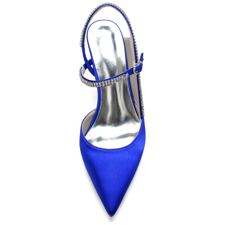 Women's Closed Toe Stiletto Heel Wedding Party Shoes with Rhinestone & Cutout