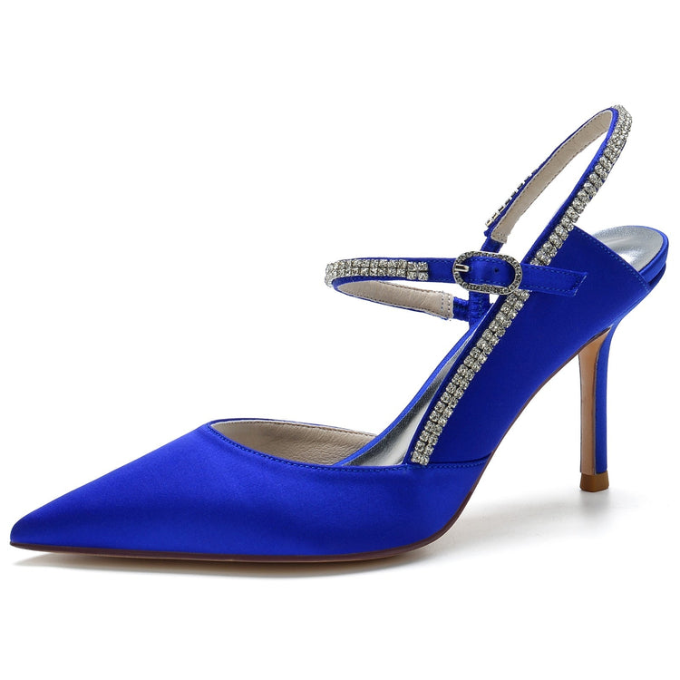 Women's Closed Toe Stiletto Heel Wedding Party Shoes with Rhinestone & Cutout