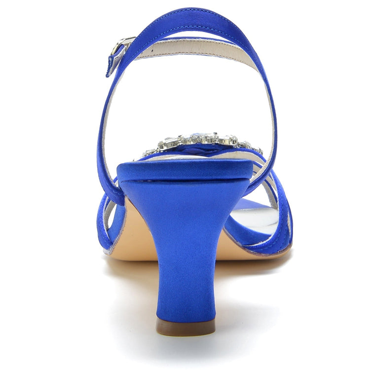 Women's Opened Toe Mid Heel Wedding Party Shoes with Rhinestones