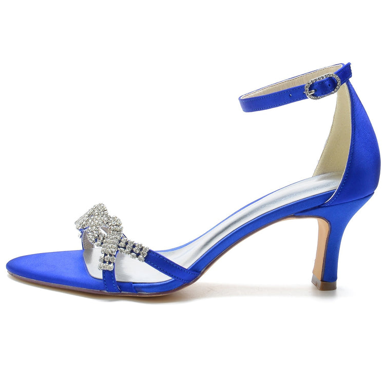 Women's Opened Toe Rhinestone Crossed Straps Buckle Wedding Party Shoes