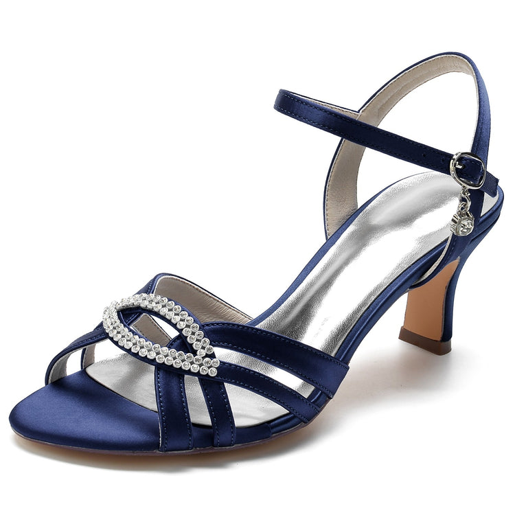 Women's Peep Toe Mid Heel Ankle Strap Elegant Party Sandals with Cutout
