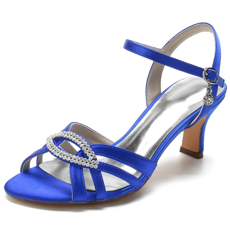 Women's Peep Toe Mid Heel Ankle Strap Elegant Party Sandals with Cutout
