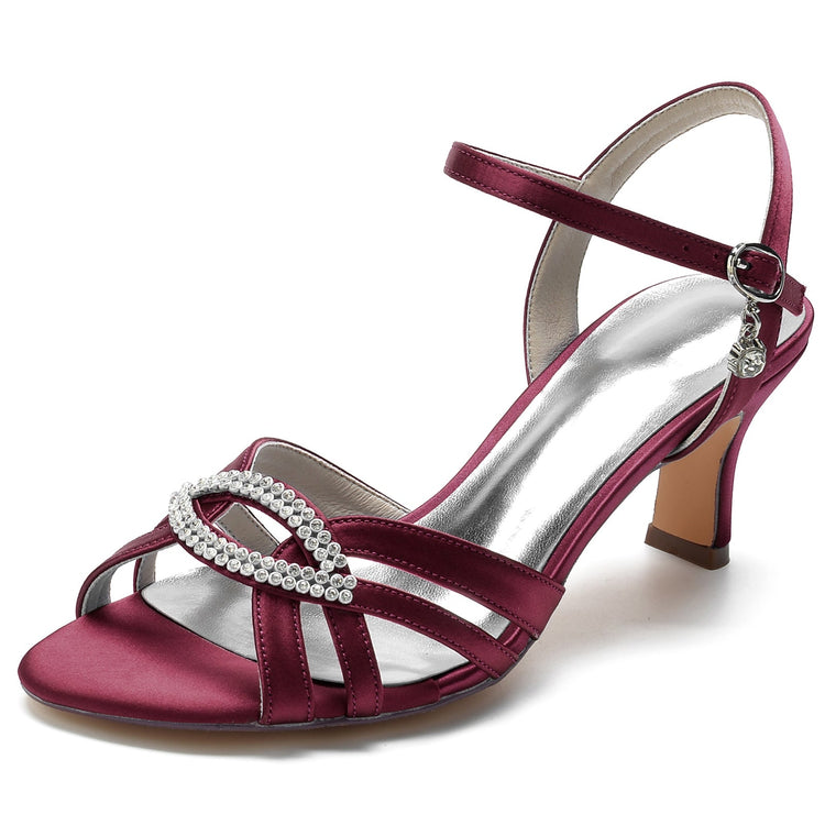 Women's Peep Toe Mid Heel Ankle Strap Elegant Party Sandals with Cutout