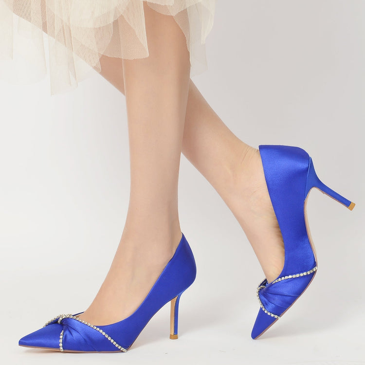 Stiletto Heel Elegant Rhinestone Knot Wedding Shoes for Women