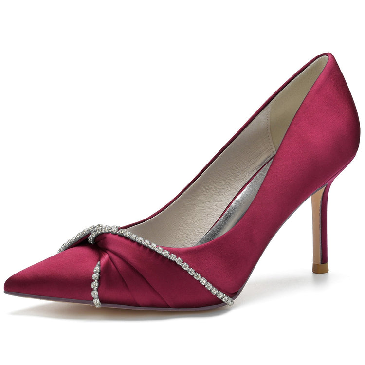Stiletto Heel Elegant Rhinestone Knot Wedding Shoes for Women
