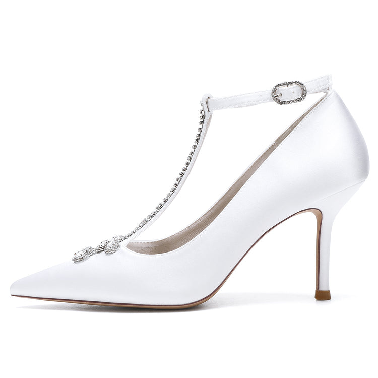 Women's Rhinestone High Heel Ankle Straps Chic Wedding Shoes