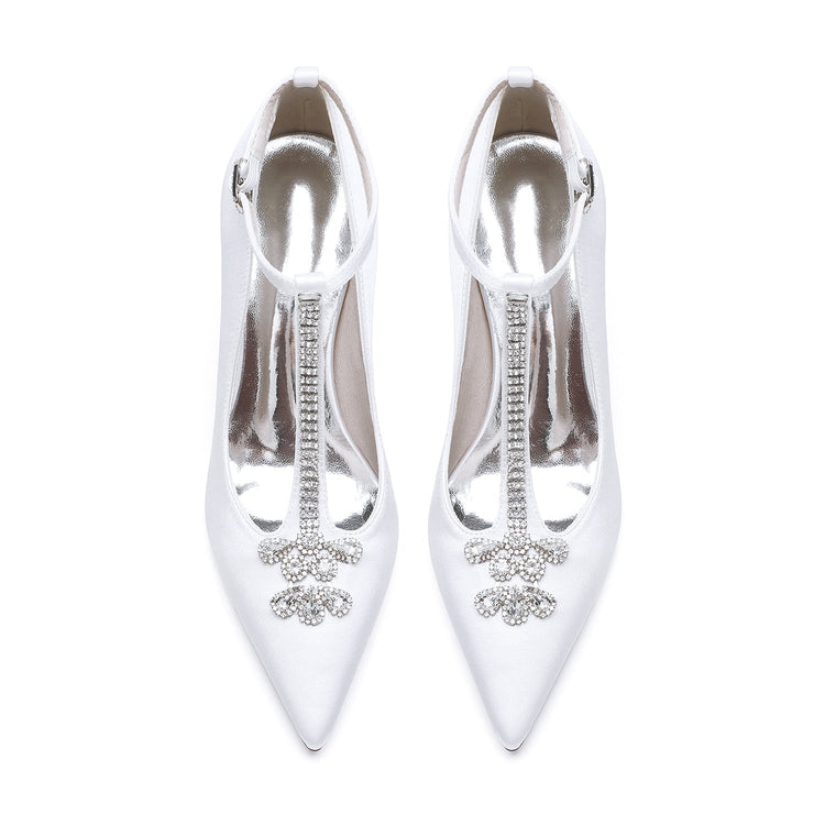Women's Rhinestone High Heel Ankle Straps Chic Wedding Shoes