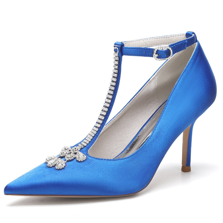 Women's Rhinestone High Heel Ankle Straps Chic Wedding Shoes