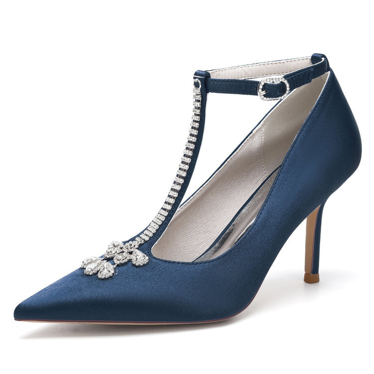 Women's Rhinestone High Heel Ankle Straps Chic Wedding Shoes