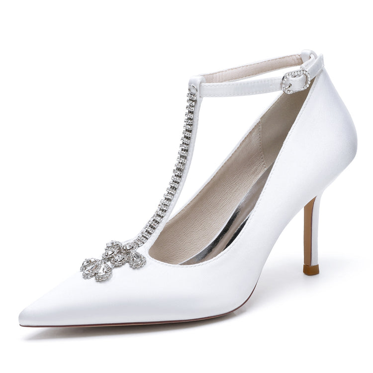 Women's Rhinestone High Heel Ankle Straps Chic Wedding Shoes