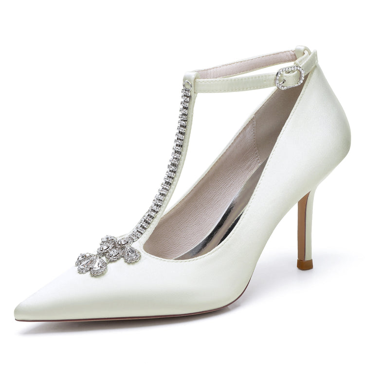 Women's Rhinestone High Heel Ankle Straps Chic Wedding Shoes