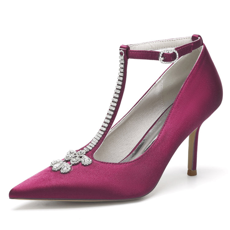 Women's Rhinestone High Heel Ankle Straps Chic Wedding Shoes