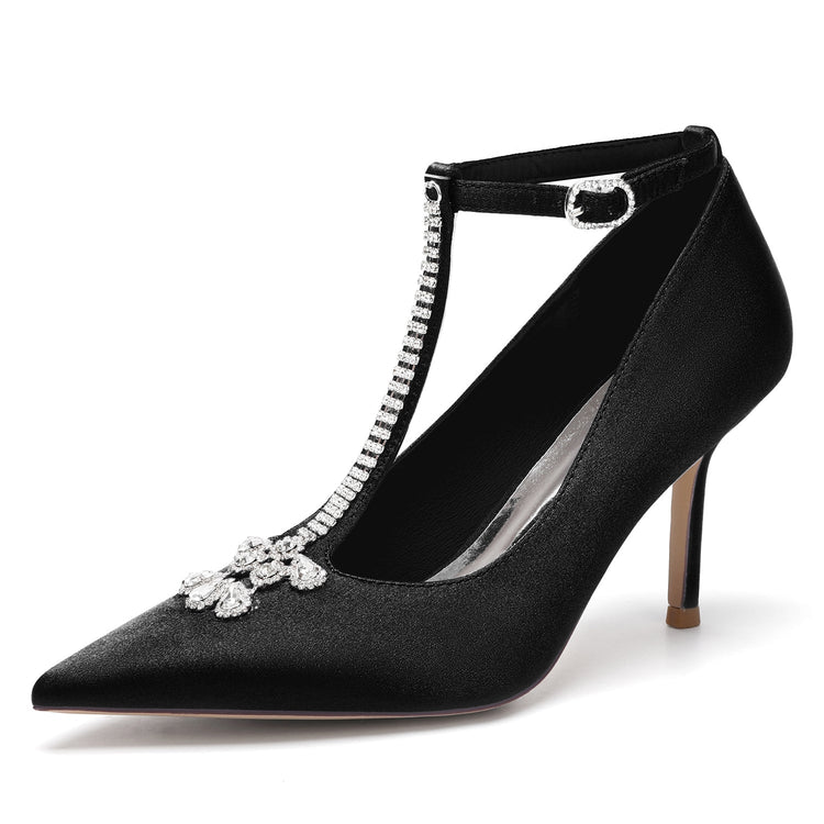 Women's Rhinestone High Heel Ankle Straps Chic Wedding Shoes