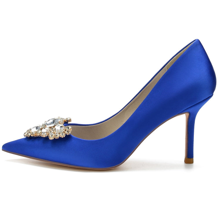 Women's Pointed Toe Stiletto Heel Heart Rhinestone Elegant Wedding Shoes