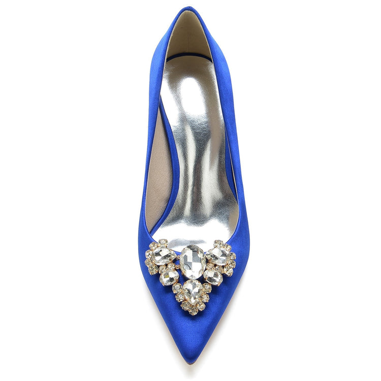 Women's Pointed Toe Stiletto Heel Heart Rhinestone Elegant Wedding Shoes