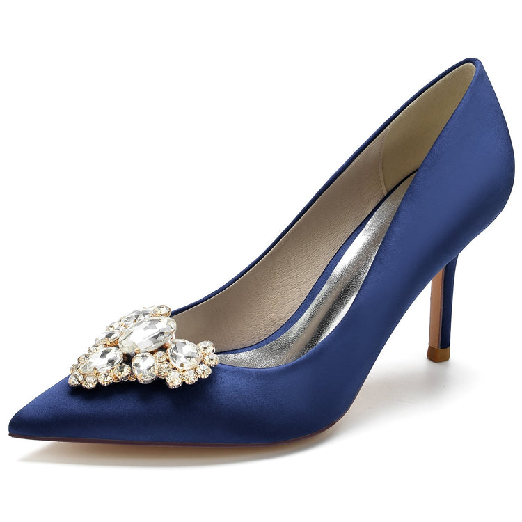 Women's Pointed Toe Stiletto Heel Heart Rhinestone Elegant Wedding Shoes