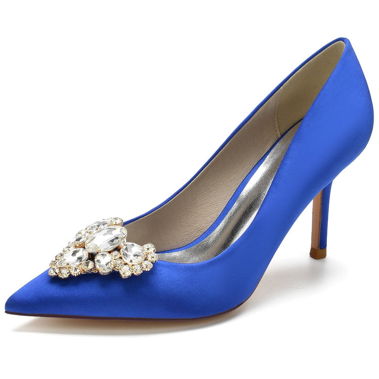 Women's Pointed Toe Stiletto Heel Heart Rhinestone Elegant Wedding Shoes