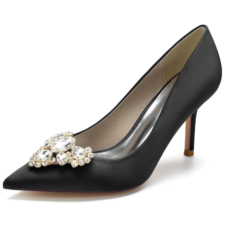 Women's Pointed Toe Stiletto Heel Heart Rhinestone Elegant Wedding Shoes