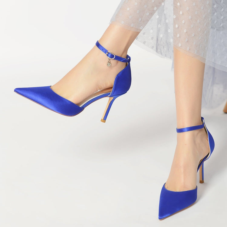 Women's Pointed Toe Ankle Straps Minimalist Wedding Party Shoes