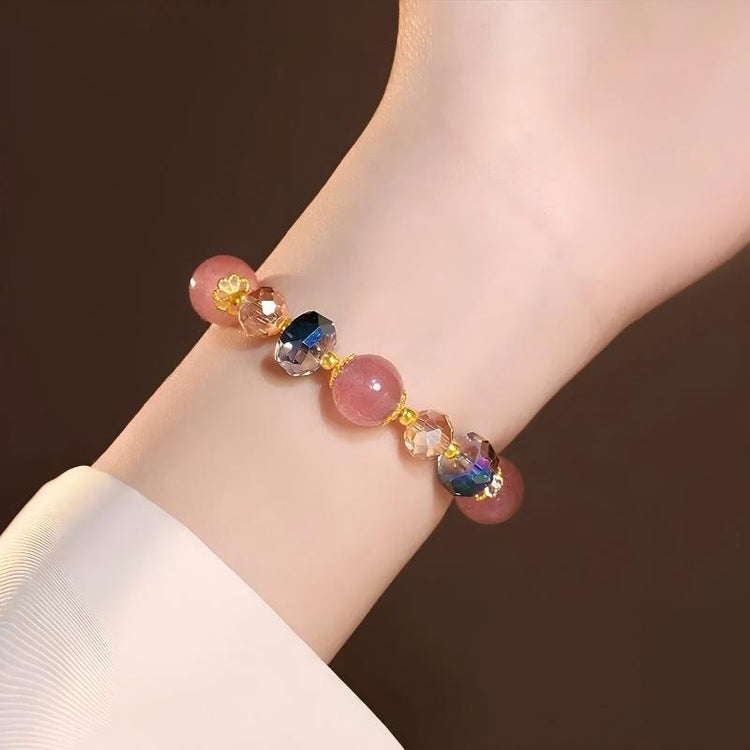 Pink Strawberry Quartz Bead Bracelets