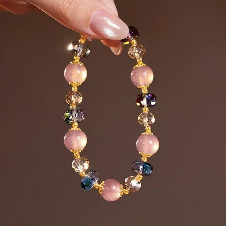 Pink Strawberry Quartz Bead Bracelets