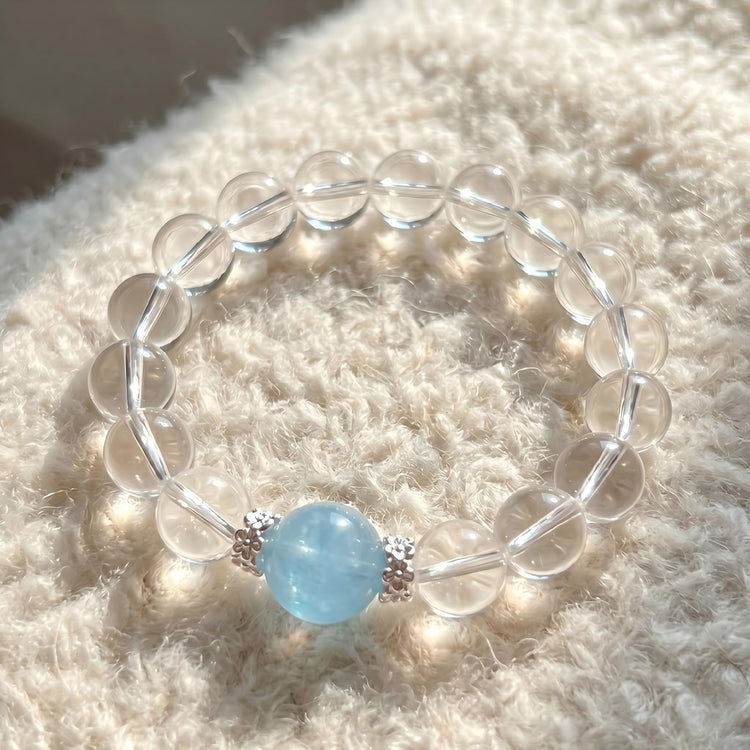 Clear Quartz Aquamarine Bead Bracelets