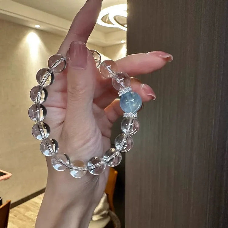 Clear Quartz Aquamarine Bead Bracelets