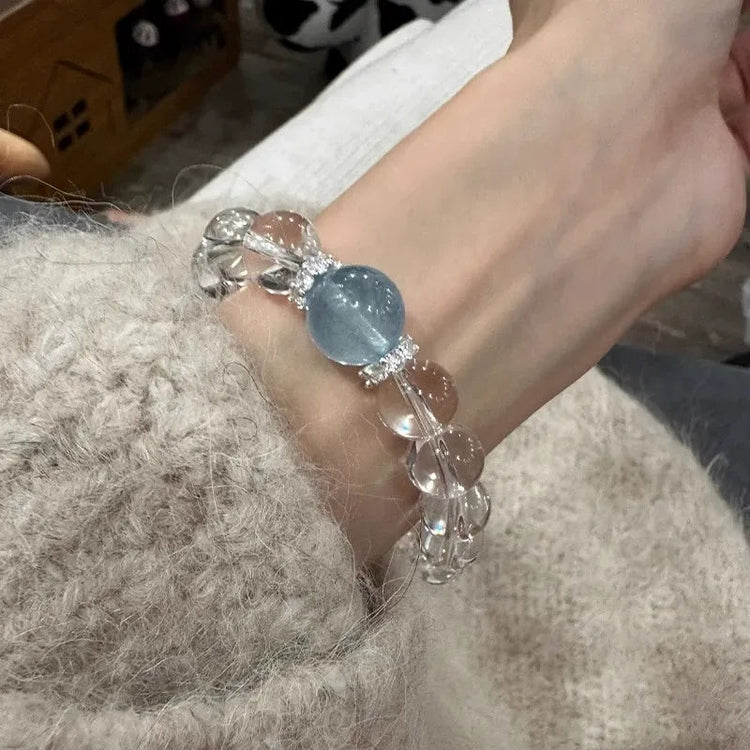 Clear Quartz Aquamarine Bead Bracelets