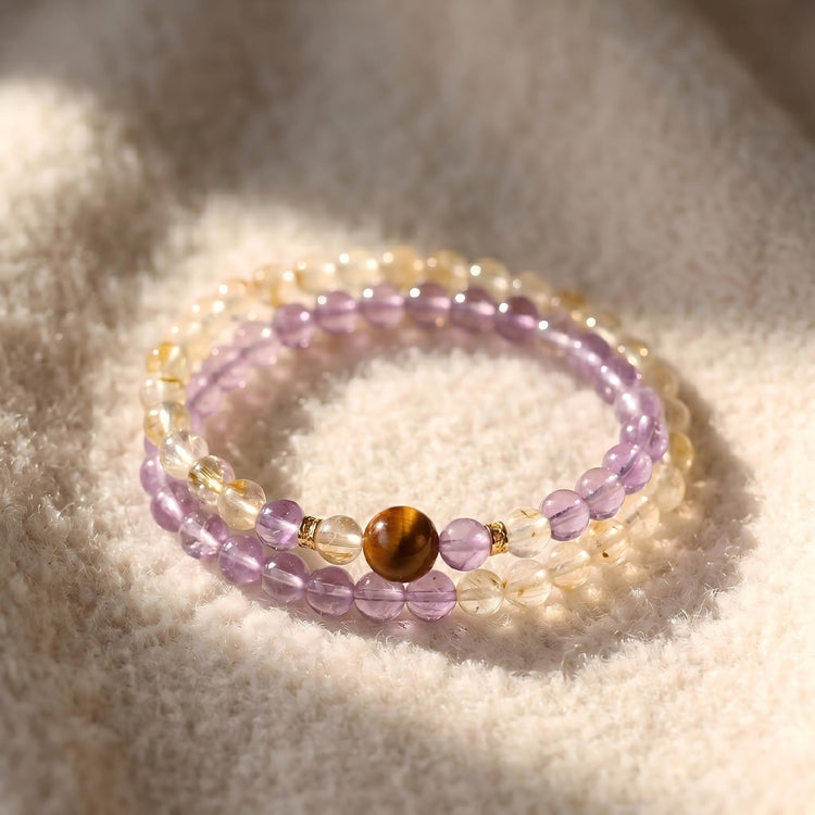 Purple Amethyst Citrine Mala Beads