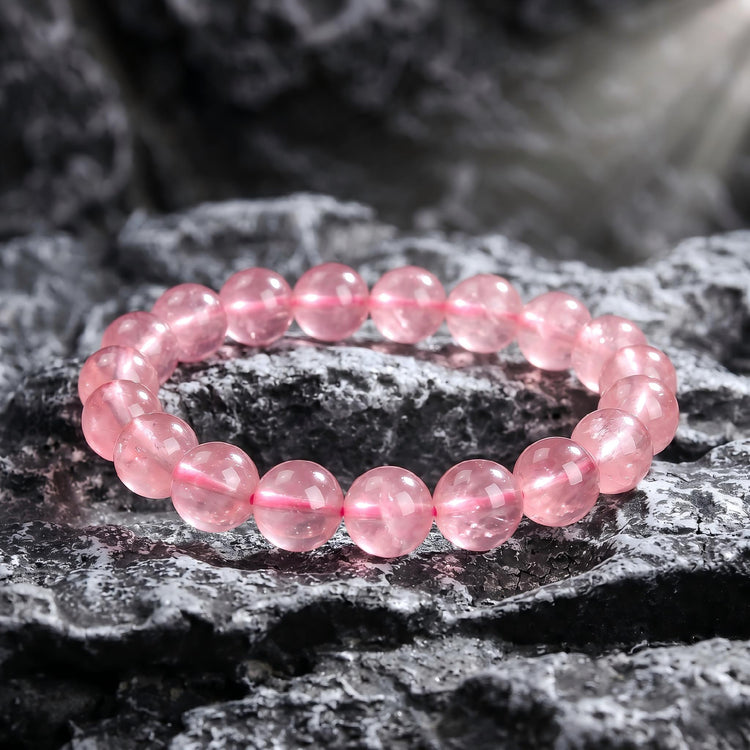 Pink Rose Quartz Healing Crystal Bead Bracelets