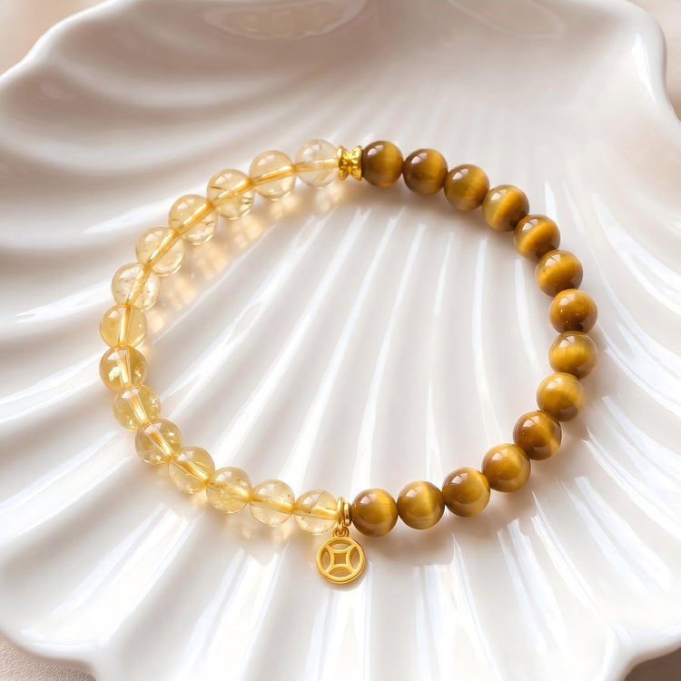 Money Coin Gold Crystal Bead Bracelets