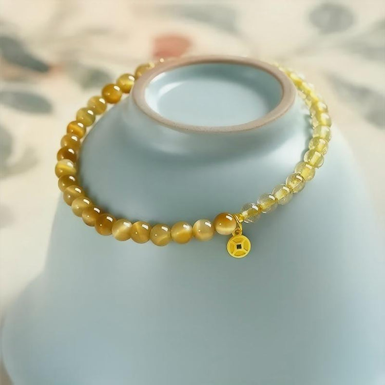 Money Coin Gold Crystal Bead Bracelets