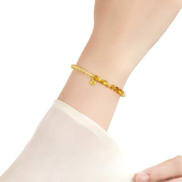 Money Coin Gold Crystal Bead Bracelets
