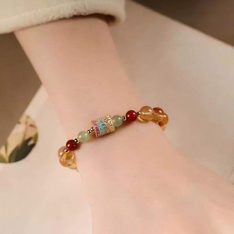 Multicolor Enamel Charm Citrine Crystal Prayer Beads Bracelets