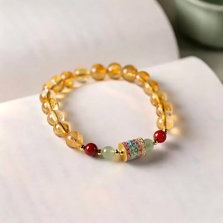 Multicolor Enamel Charm Citrine Crystal Prayer Beads Bracelets