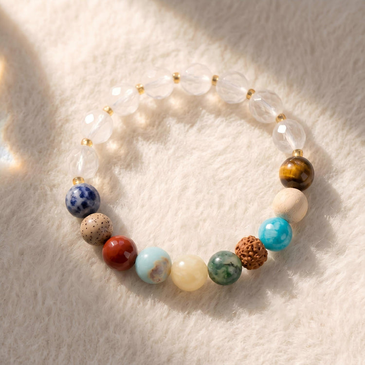 Buddha Lotus White Jade Chakra Bead Bracelets