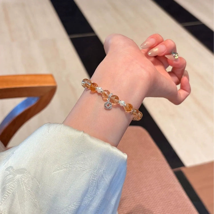 Dainty Golden Citrine Money Coin Bead Bracelets