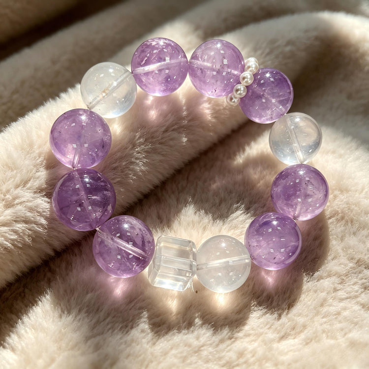 Purple Round Crystal Bead Bracelets