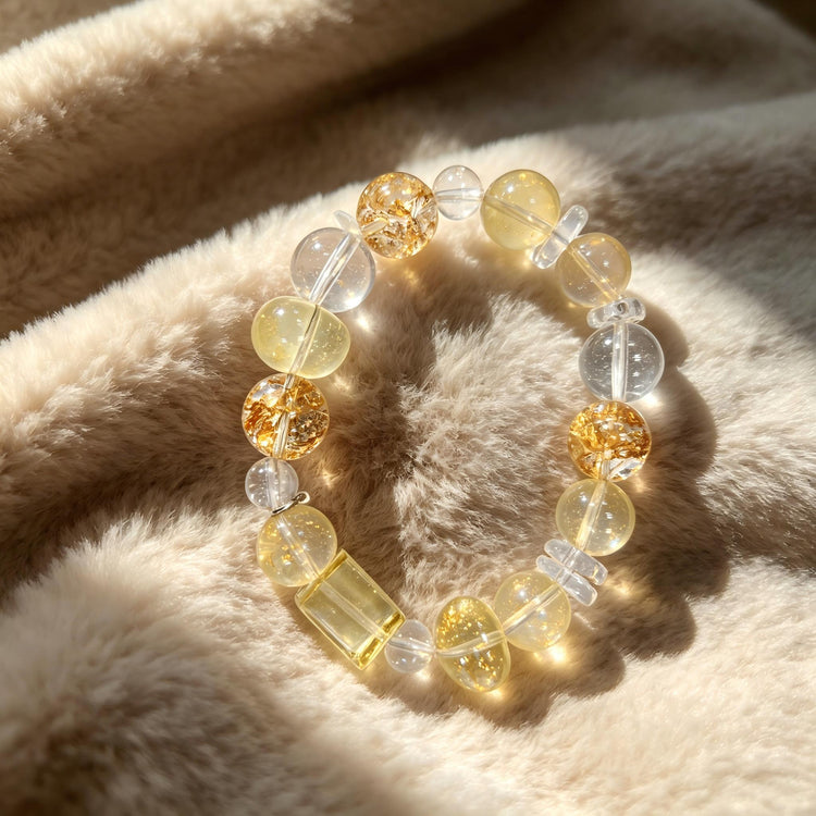 Yellow Round Crystal Bead Bracelets
