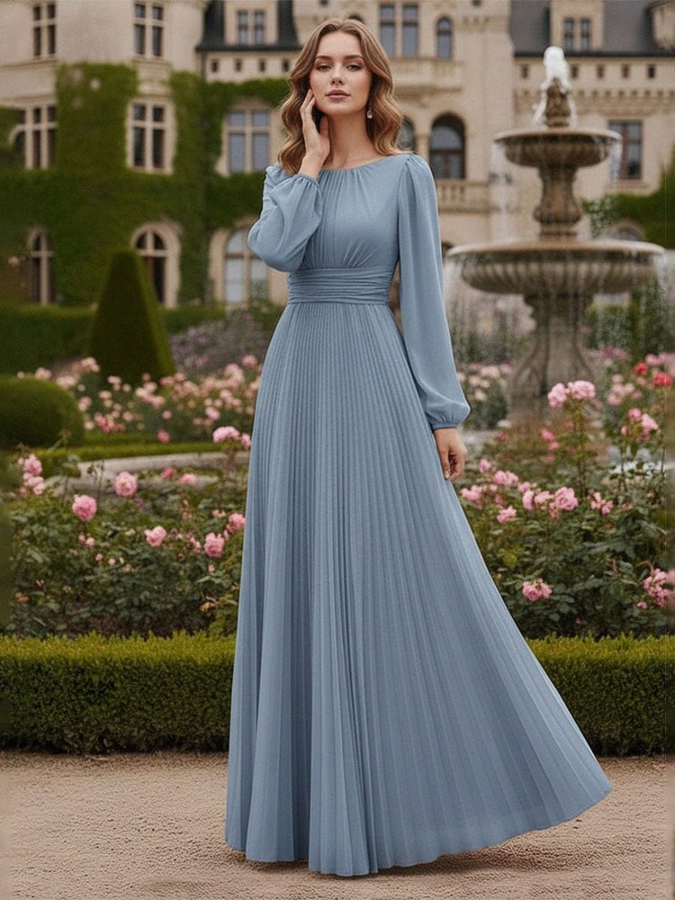 Chiffon A Line Long Mother of the Bride Dresses with Pleated