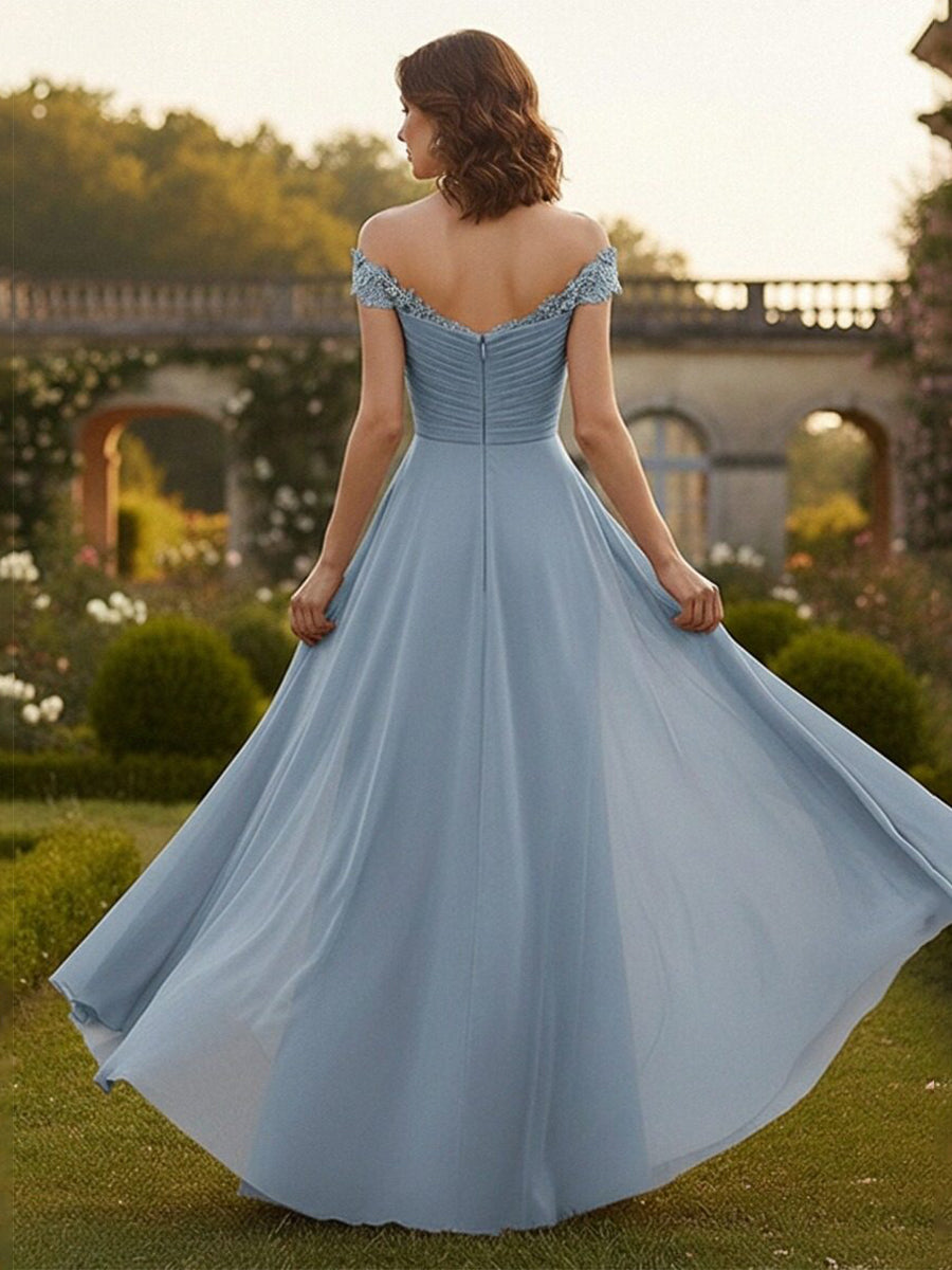 Chiffon Long A Line Mother of the Bride Dress with Ruffles
