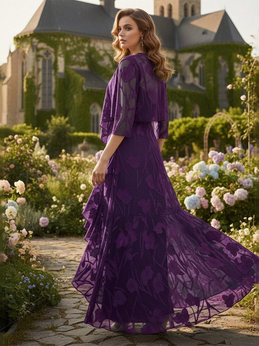 Jacquard Chiffon Mermaid Long Mother of the Bride Dresses