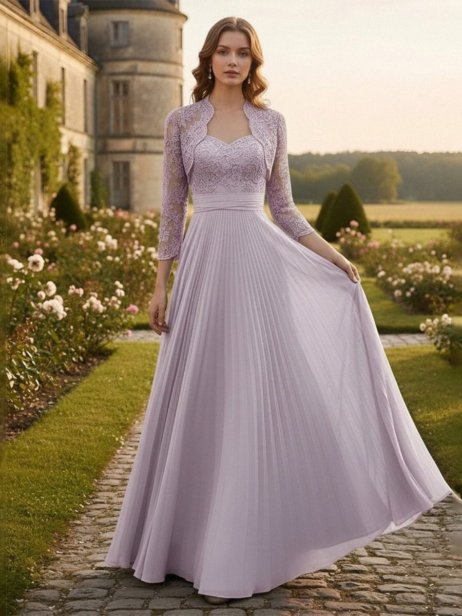 Lace Applique Chiffon A Line Mother of the Bride Dresses