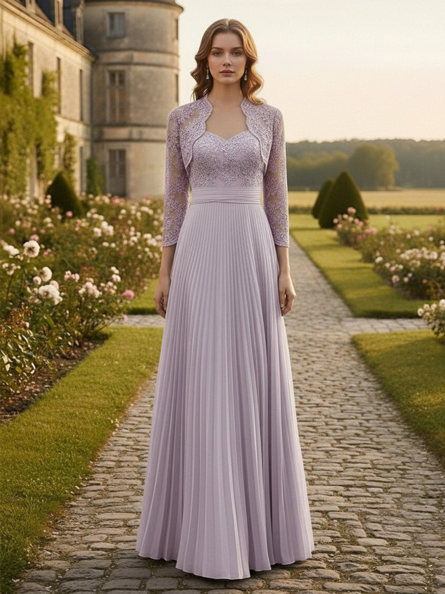 Lace Applique Chiffon A Line Mother of the Bride Dresses