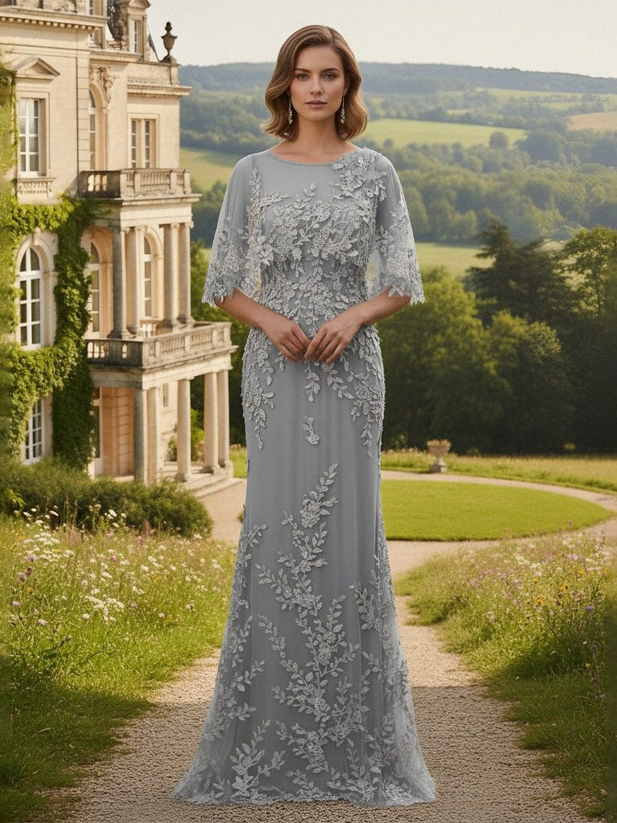 Lace Applique Mermaid Mother of the Bride Dresses with Sleeves