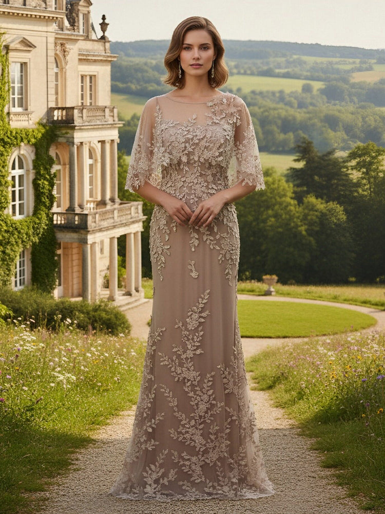Lace Applique Mermaid Mother of the Bride Dresses with Sleeves
