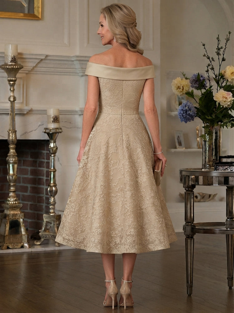 Satin A-Line Asymmetric Neck Long Mother of the Bride Dresses with Bow