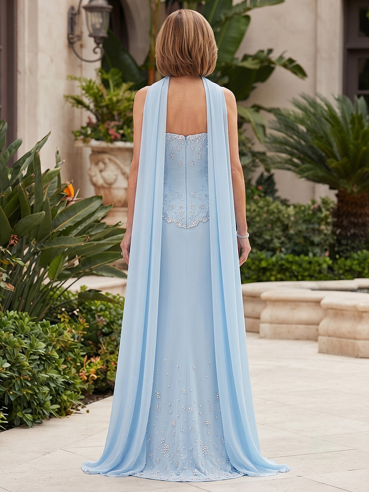 Jersey Sheath Sweetheart Long Mother of the Bride Dresses with Beadings