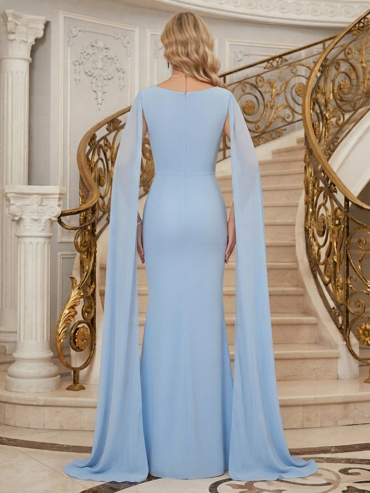 Chiffon Mermaid Scoop Neck Long Mother of the Bride Dresses with Pearls