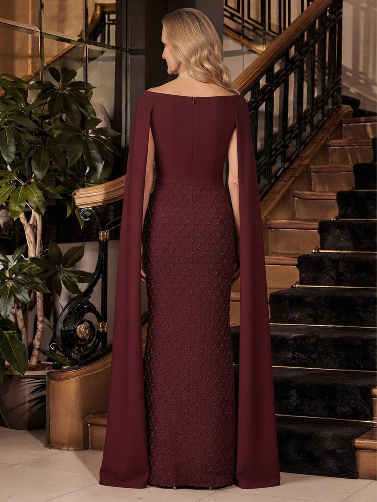 Satin Mermaid Off the Shoulder Long Mother of the Bride Dresses with Bow